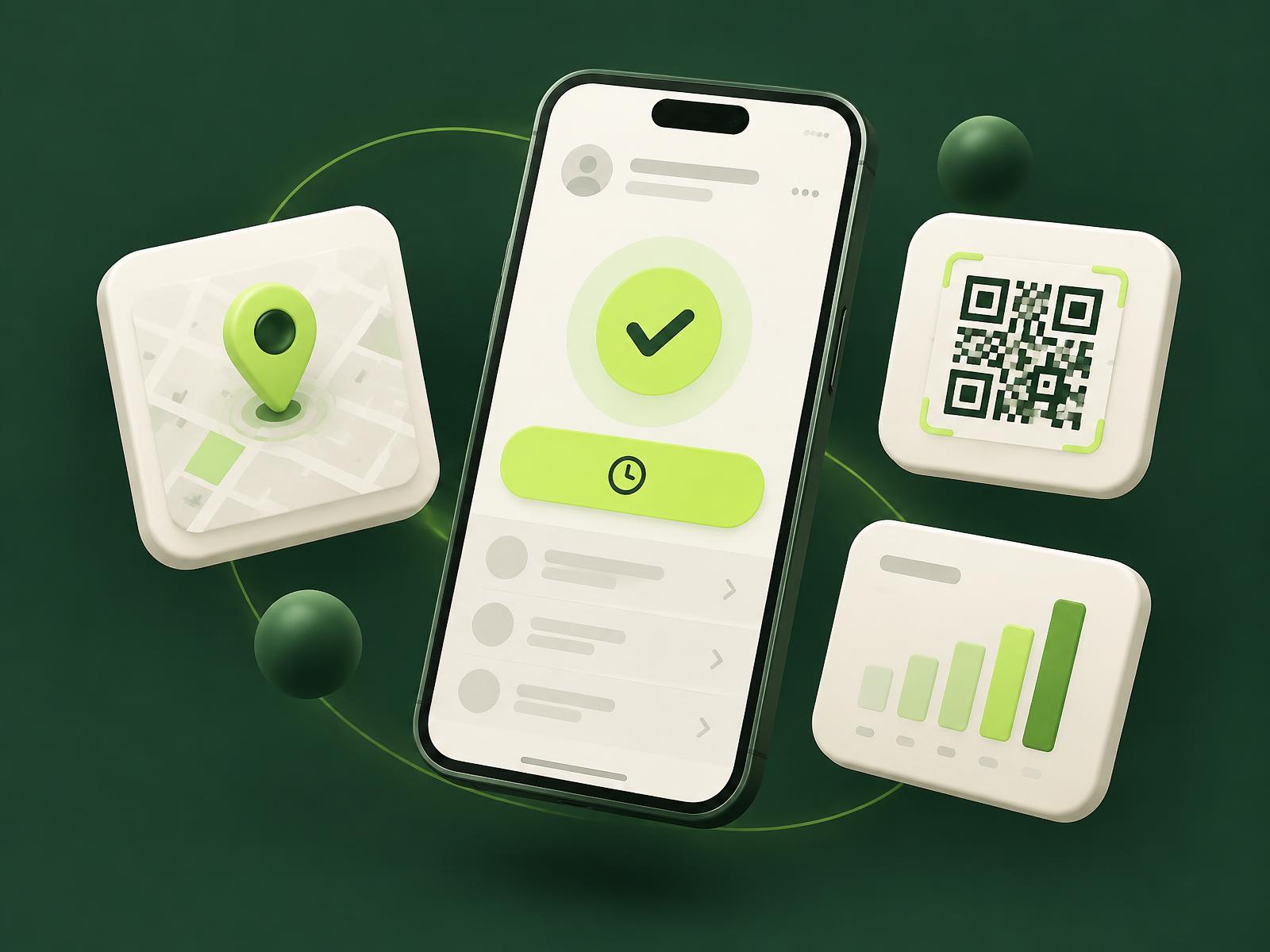 Painel Ponto a Ponto com check-in por QR Code, acessos com cartão e equipas ligadas